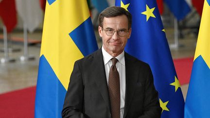 Le Premier ministre suédois Ulf Kristersson au Conseil européen à Bruxelles. La Suède prend la présidence tournante de l'Union européenne depuis le 1er janvier 2023. (AFP)