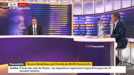 Bruno Retailleau, ministre de l'Intérieur, était l’invité du “8h30 franceinfo”, mardi 26 novembre. ((RADIO FRANCE/ FRANCEINFO))