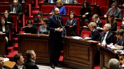 Le Premier ministre, Edouard Philippe, lors de la session de questions au gouvernement, le 11 décembre 2018 à l'Assemblée. (THOMAS SAMSON / AFP)