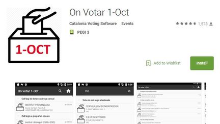 Capture d'écran de l'application&nbsp;"On Votar 1-Oct" qui est bloquée par Google en Espagne car jugée illégale. (GOOGLE PLAY)