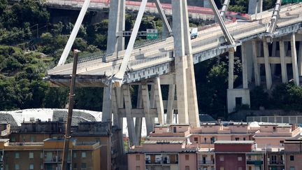 Le pont Morandi à Gênes (Italie), le 16 août 2018. (STEFANO RELLANDINI / REUTERS)