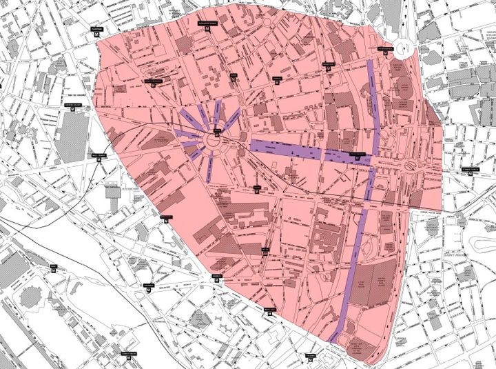 &nbsp; (Le quartier inaccessible autour de la place de la Nation et vers la porte de Vincennes © Préfecture de police)