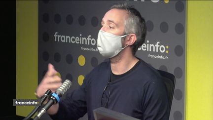 Guillaume Lacroix, PDG de Brut, dans les locaux de franceinfo le 8 avril 2021 (CAPTURE D'ECRAN/FRANCEINFO)