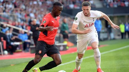 L'ailier rennais Sulemana contre Tottenham, jeudi 16 septembre 2021. (JEAN-FRANCOIS MONIER / AFP)