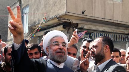 Hassan Rohani, le 14 juin 2013 &agrave; T&eacute;h&eacute;ran (Iran). (ATTA KENARE / AFP)