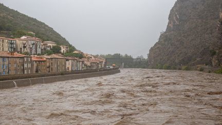 Un épisode cévenol à Anduze, dans le Gard, le 19 septembre 2020. (BENJAMIN POLGE / HANS LUCAS / AFP)