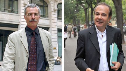 Les juges d'instruction&nbsp;Renaud Van Ruymbeke et&nbsp;Roger Le Loire, photographi&eacute;s &agrave; Paris en mai 2007 et octobre 2009. (JEAN AYISSI-MIGUEL MEDINA / AFP)