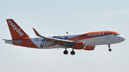 Un avion de la compagnie&nbsp;EasyJet atterrit à Vienne (Autriche), le 10 juillet 2017. (ROBERT JAEGER / APA-PICTUREDESK / AFP)