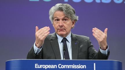 Thierry Breton, le commissaire&nbsp;européen au Marché intérieur, à Bruxelles le 29 janvier 2020.&nbsp; (ARIS OIKONOMOU / AFP)