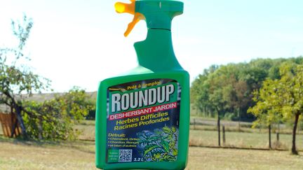 Un flacon de désherbant RounUp de la marque Monsanto. (ALAIN DELPEY / MAXPPP)