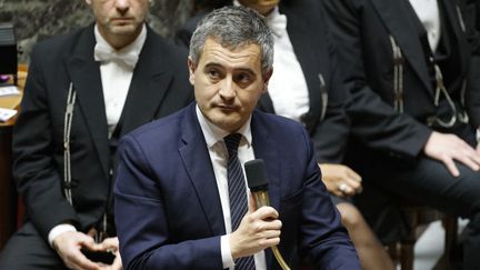 Le ministre de l'Intérieur Gérald Darmanin, à l'Assemblée nationale, le 28 novembre 2023. (LUDOVIC MARIN / AFP)