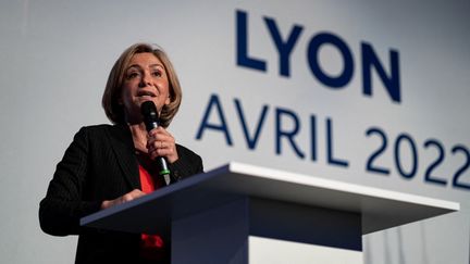 Valérie Pécresse, le 7 avril 2022, à Lyon. (NICOLAS LIPONNE / HANS LUCAS)