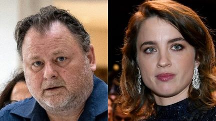 Le réalisateur Christophe Ruggia au tribunal de Paris, le 29 juin 2023, et l'actrice Adèle Haenel à la salle Pleyel à Paris, le 28 février 2020. (PAUL-LOUIS GODIER,BERTRAND GUAY / AFP)