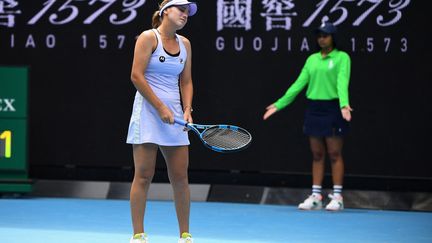 L'Américaine Sofia Kenin, éliminée dès le 2e tour de l'Open d'Australie 2021 par Kaia Kanepi à Melbourne le 11 février 2021 (WILLIAM WEST / AFP)