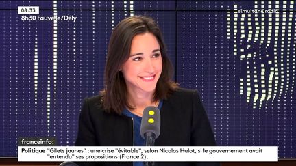 Brune Poirson, secrétaire d'Etat auprès du ministre de la Transition Écologique et Solidaire, sur le plateau de franceinfo, le 23 novembre 2018. (FRANCEINFO)