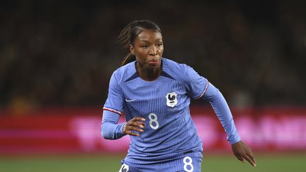 La joueuse de l'équipe de France Grace Geyoro, lors de la Coupe du monde, le 14 juillet 2023. (HAMISH BLAIR / AP)