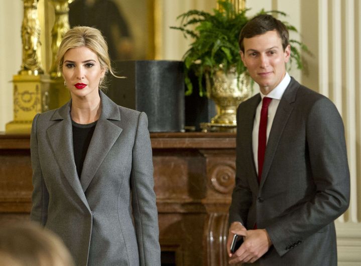 Ivanka Trump et son mari, Jared Kushner, lors d'une conférence de presse à la Maison Blanche, à Washington (Etats-Unis), le 15 février 2017. (SHUTTERSTOCK / SIPA / REX)