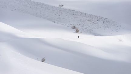 Un skieur à Val-d'Isère (Savoie), le 13 janvier 2022. (JEAN ISENMANN / ONLY FRANCE / AFP)