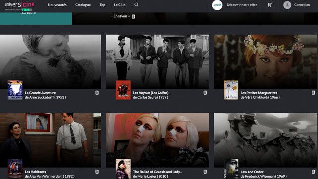 Page d'accueil de la plateforme de streaming d'UniversCiné. (UniversCiné)