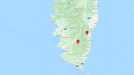 Solaro et Quenza, en Corse. (GOOGLE MAPS)