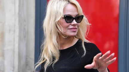 Pamela Anderson, le 18 mai 2018, à Nîmes (Gard).&nbsp; (PASCAL GUYOT / AFP)