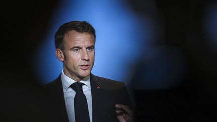 Emmanuel Macron à Bruxelles (Belgique), le 27 octobre 2023. (NICOLAS ECONOMOU / NURPHOTO / AFP)