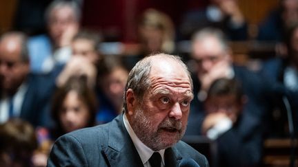 The guard of Seaux, Eric Dupond-Moretti, October 11, 2023 at the Senate, in Paris.  (XOSE BOUZAS / HANS LUCAS / AFP)