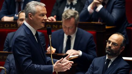 Le ministre de l'Economie et des Finances, Bruno Le Maire, le 13 mars 2019, à l'Assemblée nationale. (THOMAS SAMSON / AFP)