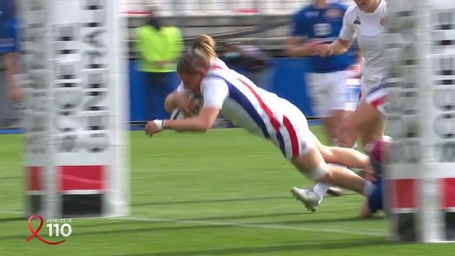 Sur une superbe feinte de passe, Emeline Gros trouve le trou, sous les poteaux, pour venir inscrire un deuxième essai ! C'est à nouveau transformé par Drouin ! 17 - 3 pour les Bleus à Grenoble !