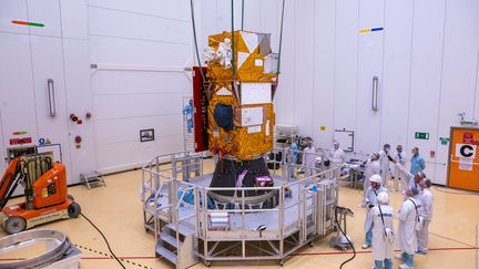 Le satellite Sentinel-2C du programme de l'Union européenne Copernicus, avant sa mise en orbite en septembre 2024. (CNES / ESA / ARIANESPACE / OPTIQUE VIDÉO CSG / S. MARTIN)