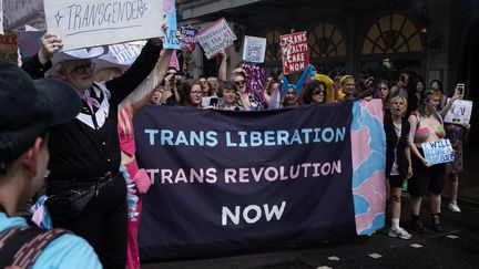 The annual Transpride parade in the streets of London, July 8, 2023. (NOEMIE COISSAC / HANS LUCAS / AFP)