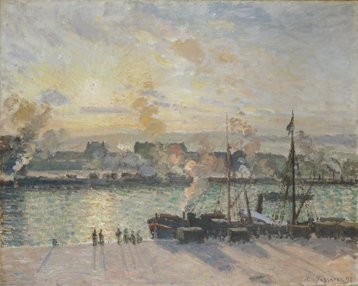 "Quai de la Bourse, Rouen, soleil couchant", Camille Pissarro, 1898.&nbsp;Service presse / Musée Marmottan-Monet (© NATIONAL MUSEUM OF WALES)