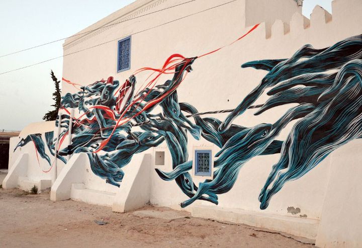 Street art à Erriadh sur l'île tunisienne de Djerba, en Tunisie
 (FETHI NASRI / AFP)