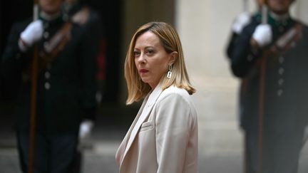 La Première ministre italienne, Giorgia Meloni, le 8 mai 2024 à Rome. (FILIPPO MONTEFORTE / AFP)