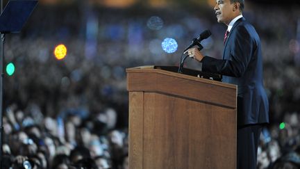 Barack Obama lors d'un meeting à Chicago en novembre 2008.&nbsp; (JEWEL SAMAD / AFP)