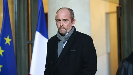 Le&nbsp;secrétaire général du syndicat Unité-SGP Police FO, Yves Lefebvre, le 16 octobre 2016 à l'Élysée. (LEON TANGUY / MAXPPP)