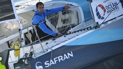 Le skipper de Safran, Morgan Lagravière (DAMIEN MEYER / AFP)