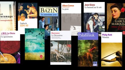 Couvertures de 15 livres inspirézs par des épidémies (FRANCEINFO)