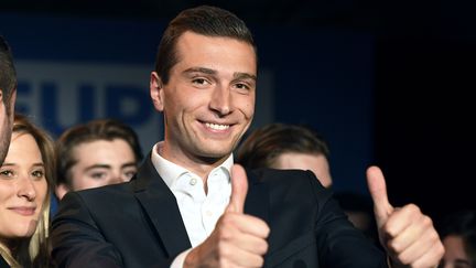 La tête de liste du Rassemblement national pour les élections européennes, Jordan Bardella, le 26 mai 2019 à Paris. (BERTRAND GUAY / AFP)