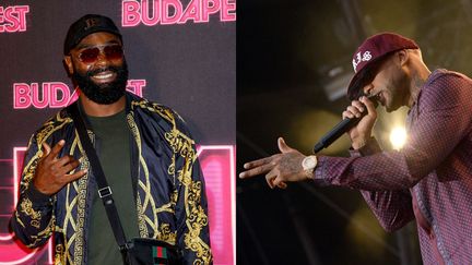 Kaaris (à gauche) et Booba (à droite) vont être jugés en comparution immédiate après la bagarre qui les a opposés dans un hall d'embarquement de l'aéroport d'Orly
 (A gauche © Léon Tanguy / MaxPPP - A droite © Hugo Marie / EPA / Newscom / MaxPPP)