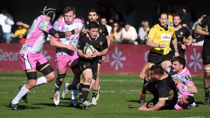 Victor Montgaillard et ses coéquipiers de l'USAP Perpignan se sont inclinés face à Newcastle (32-23), le 21 janvier à domicile, lors de leur quatrième et dernier match de Challenge Cup. (MICHEL CLEMENTZ / MAXPPP)