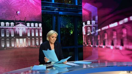 Marine Le Pen, candidate du Front national à l'élection présidentielle, sur le plateau de TF1, le 25 avril 2017. (MAXPPP)