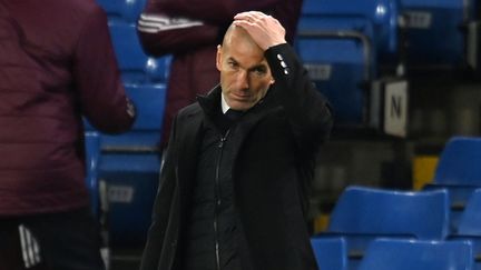 Zinédine Zidane contre Chelsea, le 5 mai 2021. (GLYN KIRK / AFP)