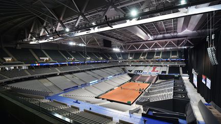 La demi-finale de la Coupe Davis de tennis entre la France et la Serbie se déroule au stade Pierre Mauroy&nbsp;de Villeneuve-d'Ascq (Nord) en septembre 2017. (MAXPPP)