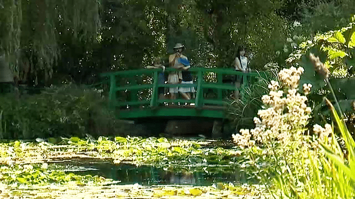 Le jardin d'eau et son petit pont vert d'inspiration orientale
 (France 3 / Culturebox)