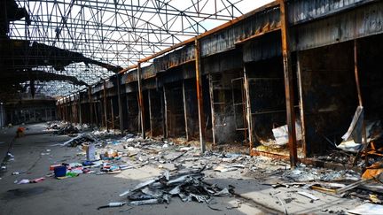 Un marché bombardé par la Russie à Kharkiv (Ukraine), le 13 juin 2022. (ABDULLAH UNVER / ANADOLU AGENCY / AFP)