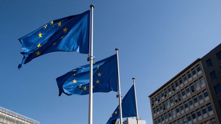 Le siège de la Commission européenne à Bruxelles (Belgique), le 14 avril 2021. (MARTIN BERTRAND / HANS LUCAS / AFP)