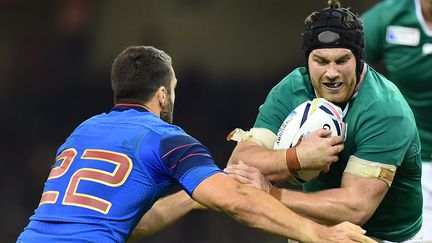 Sean O'Brien lors du match entre la France et l'Irlande, &agrave; la Coupe du monde de rugby, le 11 octobre 2015, &agrave; Cardiff (Royaume-Uni). (GABRIEL BOUYS / AFP)