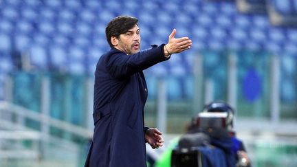 Paulo Fonseca, le 22 avril 2021 au Stadio Olimpico de Rome. (FEDERICO PROIETTI / DPPI via AFP)