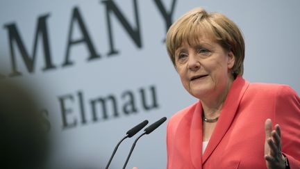 La chanceli&egrave;re allemande, Angela Merkel, au&nbsp;sommet du Groupe des Sept &agrave; Elmau, en Bavi&egrave;re (Allemagne), le 8 juin 2015. (ROBERT MICHAEL / AFP)